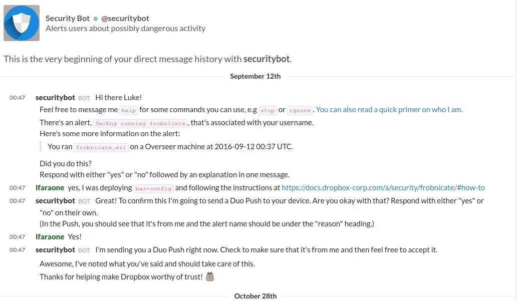 Dropbox security bot